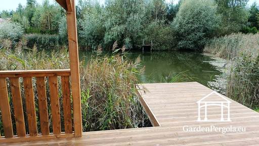 3x4 m koka lapene ar 3x4 m terasi — mājīga dārza lapene ar grīdu un atvērtu terasi