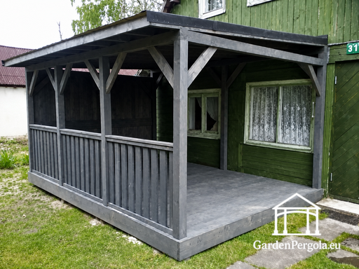 3x6 m piebūve - koka veranda ar grīdu un jumtu