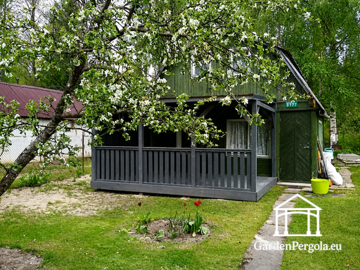 3x6 m piebūve - koka veranda ar grīdu un jumtu - garden gazebo pergola