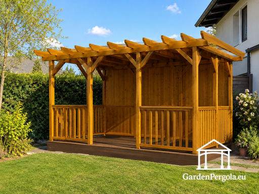 3x5 m zeltaina koka pergola ar grīdu - garden gazebo pergola