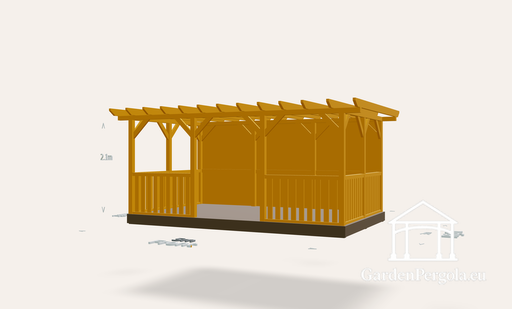 3x5 m zeltaina koka pergola ar grīdu