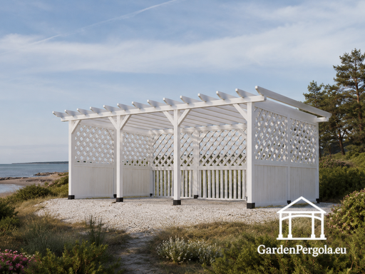 4x6 balta koka pergola bez grīdas - garden gazebo pergola