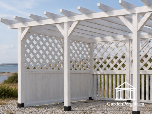 4x6 balta koka pergola bez grīdas