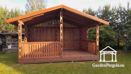 4x6 m Brūns Koka Dārza Paviljons - garden gazebo pergola