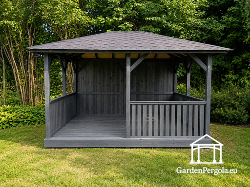 3x4 m Tumši Pelēka Koka Dārza Lapene - garden gazebo pergola