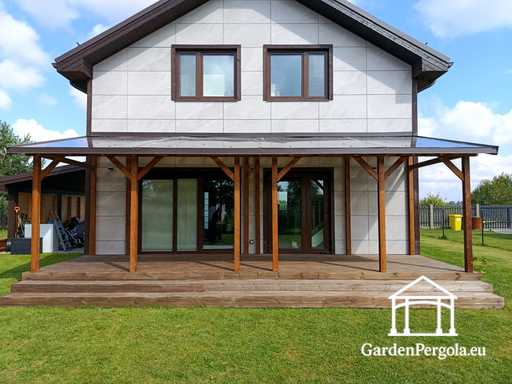Dabīga 2,4 x 9 m koka veranda bez terases - garden gazebo pergola