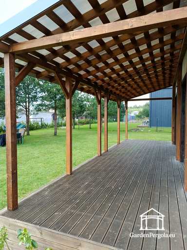 Dabīga 2,4 x 9 m koka veranda bez terases