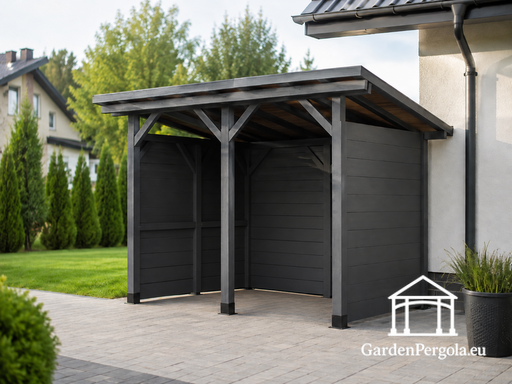 3x3 m Koka Atkritumu Tvertņu Patvērums - garden gazebo pergola