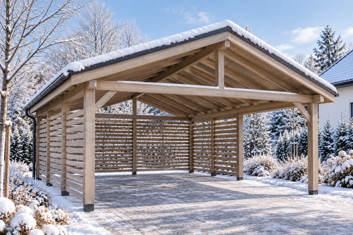 4.5 × 5 m koka nojume ar divslīpju metāla jumtu - garden gazebo pergola