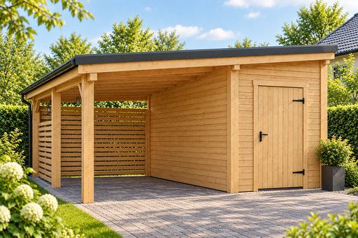4x5 m  koka nojume automašīnai ar nelielu noliktavas telpu - garden gazebo pergola