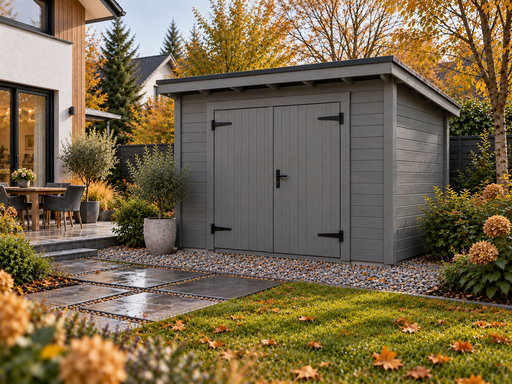 3 × 4 m pelēks dārza koka šķūnis ar vienslīpju Jumtu - garden gazebo pergola