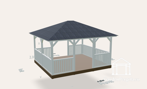 4x4.5 m balts koka dārza paviljons